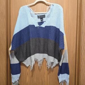 Polly & Esther Chunky Distressed Crop Sweater XL